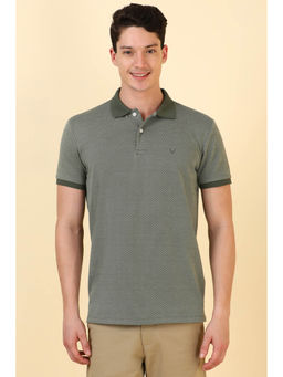 Allen Solly - Men Olive Textured Collar Neck Polo T-shirt