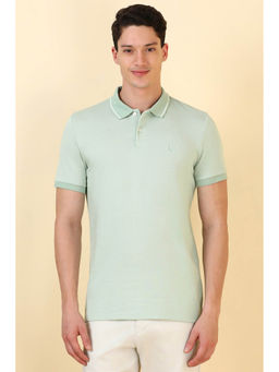 Allen Solly - Men Green Textured Collar Neck Polo T-shirt