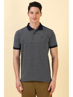Allen Solly - Men Grey Print Collar Neck Polo T-shirt