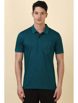 Allen Solly - Men Green Print Collar Neck Polo T-shirt