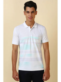 Allen Solly - Men White Print Collar Neck Polo T-shirt