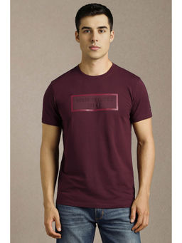Louis Philippe - Men Maroon Solid Crew Neck T-shirt