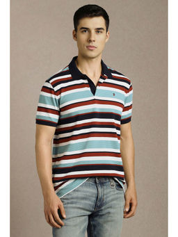 Louis Philippe - Men Multi Stripe Collar Neck Polo T-shirt