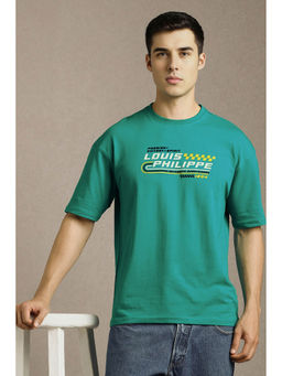 Louis Philippe - Men Green Printed Crew Neck T-shirt