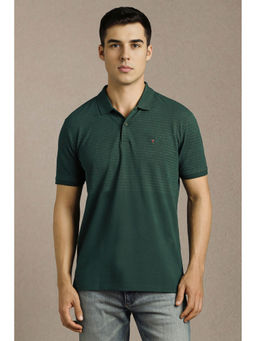 Louis Philippe - Men Green Print Collar Neck Polo T-shirt