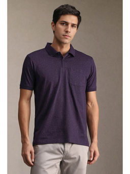 Louis Philippe - Men Purple Print Collar Neck Polo T-shirt