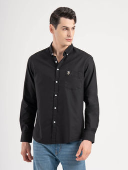 Red Tape - Men Black Solid Pure Cotton Loose Fit Full Sleeve Oxford Shirt
