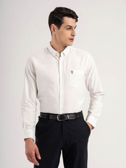Red Tape - Men White Solid Pure Cotton Loose Fit Full Sleeve Oxford Shirt