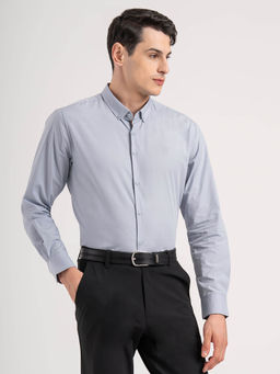 Red Tape - Men Slate Blue Solid Poly Cotton Loose Fit Full Sleeve Shirt