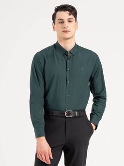 Red Tape - Men Forest Green Solid Poly Cotton Loose Fit Full Sleeve Shirt