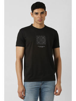 Van Heusen - Men Black Graphic Print Crew Neck T-shirt