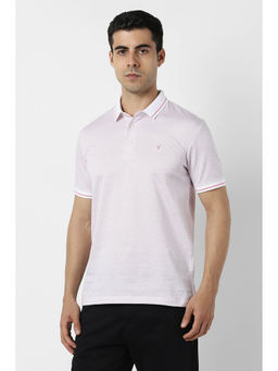 Van Heusen - Men Pink Print Collar Neck Polo T-shirt