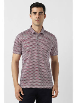 Van Heusen - Men Red Print Collar Neck Polo T-shirt