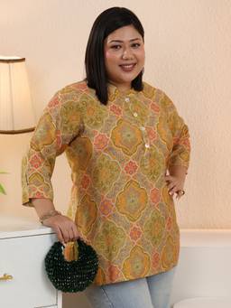 Extra love by Libas - Women Silk Blend Mustard Tunic
