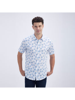 Pepe Jeans - Mens Blue Floral Printed Short Sleeves Shirt