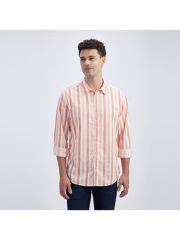 Pepe Jeans - Men Peach Vertical Stripe Full Sleeve Shirt