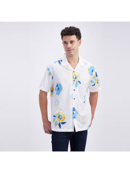 Pepe Jeans - Men White Floral Print Short Sleeve Shirt