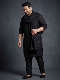 Vastramay - Men Georgette Black Sequinned Dupatta