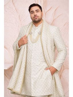 Vastramay - Men Cream Silk Blend Jacquard Dupatta