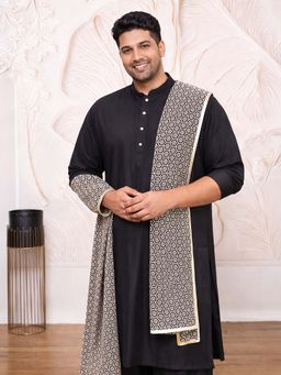 Vastramay - Men Black Rayon Embroidered Sequin Dupatta