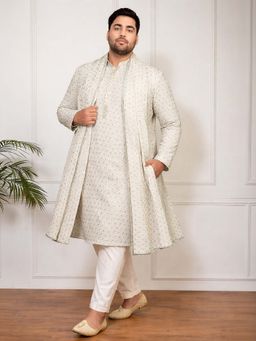 Vastramay - Men Off White Rayon Embroidered Sequin Dupatta