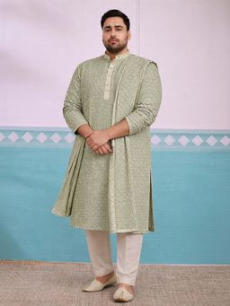 Vastramay - Men Green Rayon Embroidered Sequin Dupatta