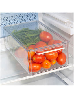 HomeTown - Robusto Plastic Rectangle Fridge Organizer 8.8 Ltr in Transparent Colour