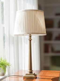 Fabindia - Gold Varni Metal Bedside Lamp- Large Without Shade