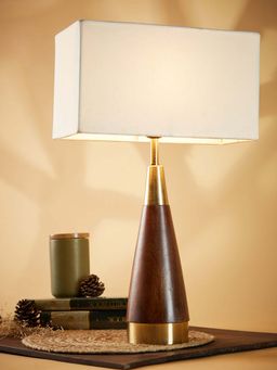 Fabindia - Hresa Wood Bedside Table Lamp Without Shade