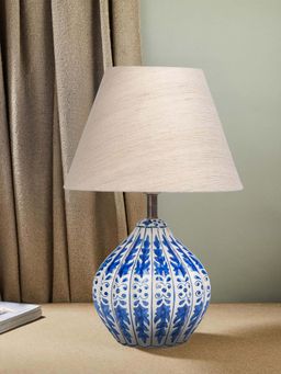 Fabindia - Blue Malar Ceramic Bedside Table Lamp Without Shade
