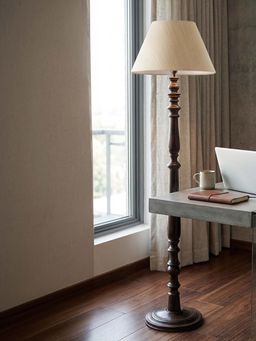 Fabindia - Brown Darv Lacquered Pedestal Floor Lamp Without Shade