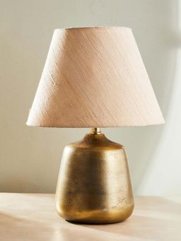 Fabindia - Gold Varni Metal Bedside Lamp- Small Without Shade