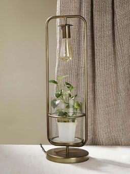 Fabindia - Antiquebrass Coramandel Metal Bedside Table Lamp Without Shade