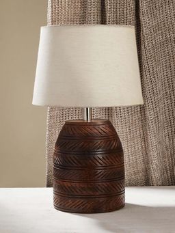 Fabindia - Brown Avni Wood Bedside Table Lamp Without Shade