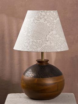 Fabindia - Brown Navya Hand Made Wooden Bedside Table Lamp