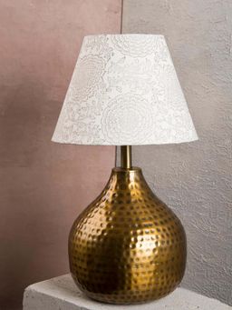 Fabindia - Gold Sera Hammered Metal Bedside Table Lamp