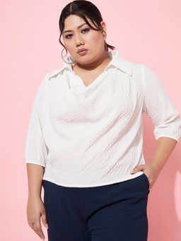 AAREIN - Ample Plus Size Cowl Neck Puff Sleeve Top