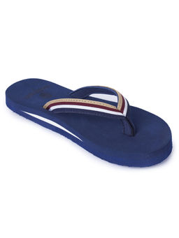 NoStrain - Women Navy Blue with Multi-Color Stripe Jacquard Stylish Flipflops