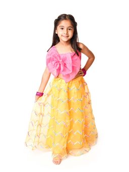 Tiny Pants - Mustard Orange Lehnga With Pink Rose Top (Set of 2)