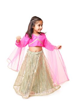 Tiny Pants - Rani Pink Top With Heavy Work Sequence Lehnga (Set of 3)