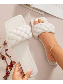 Shoetopia - Women White Open Toe Flats