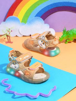 KATS - Kids Led Light Printed Metal Finish Infant Sandals - Beige