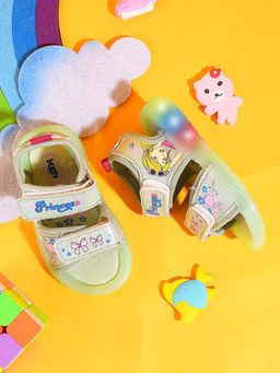 KATS - Kids Led Light Printed Metal Finish Infant Sandals - Green
