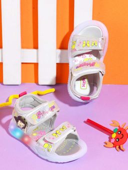 KATS - Kids Led Light Printed Metal Finish Infant Sandals - Silver