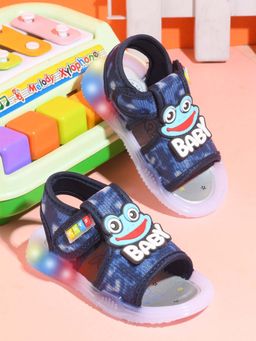 KATS - Kids Led Light Printed Metal Finish Infant Sandals - Navy Blue