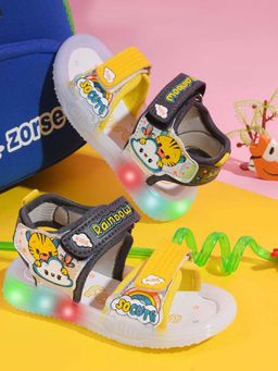 KATS - Kids Led Light Printed Metal Finish Infant Sandals - Grey
