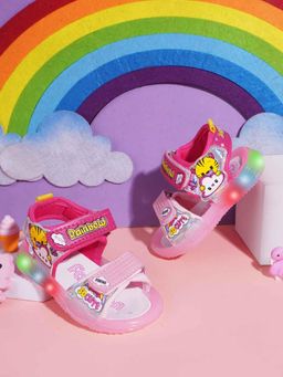 KATS - Kids Led Light Printed Metal Finish Infant Sandals - Pink