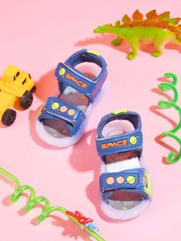 KATS - Kids Led Light Printed Metal Finish Infant Sandals - Blue