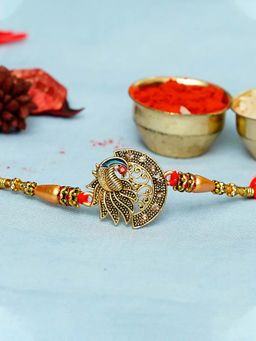 eCraftIndia - Designer Peacock Rakhi and Roli Chawal (Set of 2)