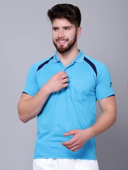 Shiv Naresh - Blue Half Sleeves Flat Collar Poly Pique Polo T-Shirt